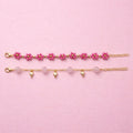Handmade Pink Daisy Bracelet Set